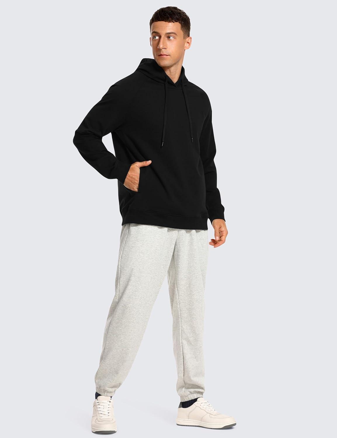 imageCRZ YOGA Hoodies for Men French Terry Hooded Sweatshirts Workout Athletic Casual Pullover Tops with PocketBlack