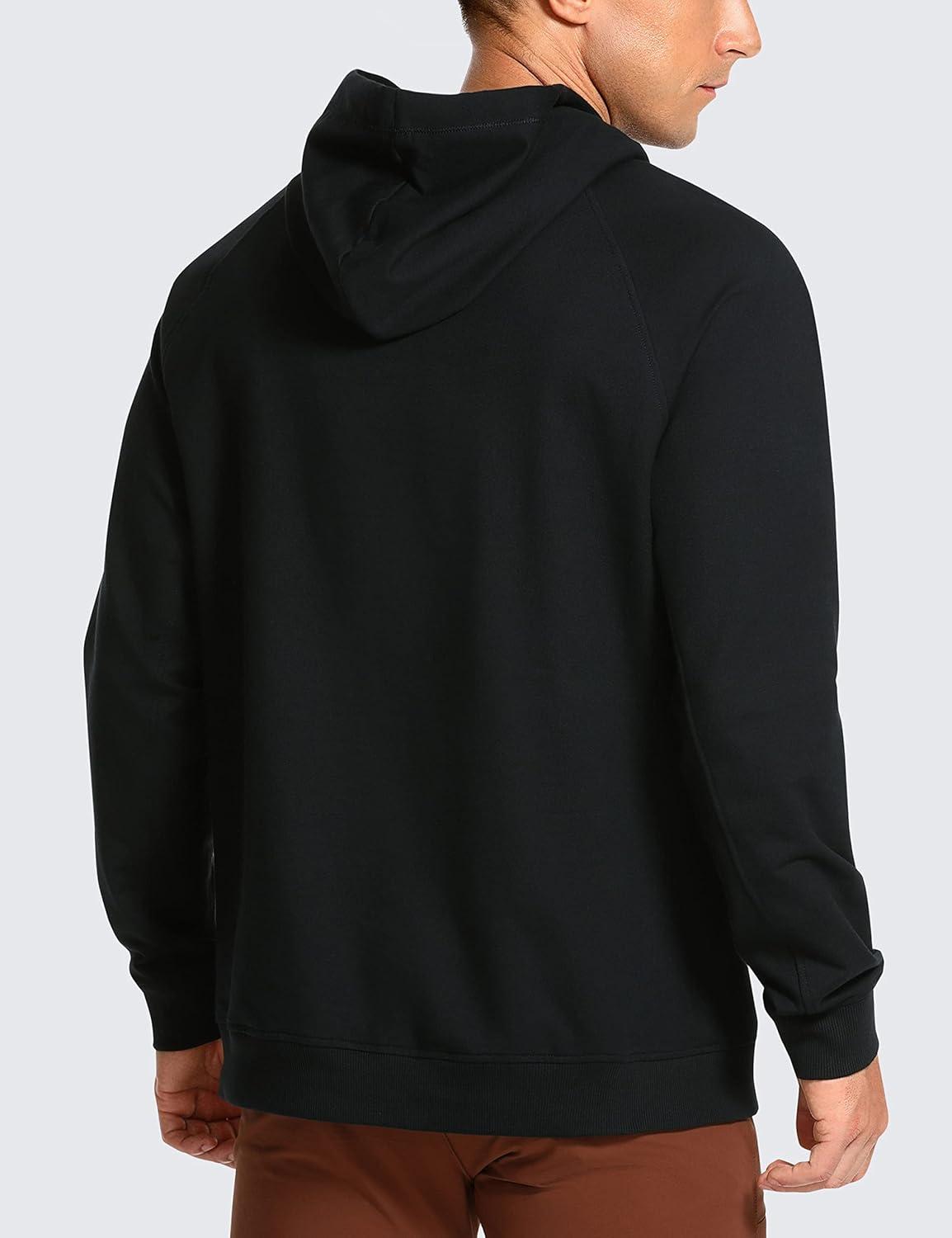 imageCRZ YOGA Hoodies for Men French Terry Hooded Sweatshirts Workout Athletic Casual Pullover Tops with PocketBlack