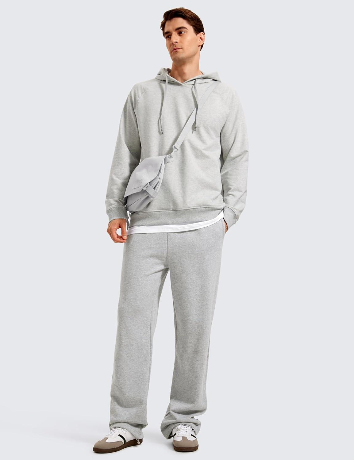 imageCRZ YOGA Hoodies for Men French Terry Hooded Sweatshirts Workout Athletic Casual Pullover Tops with PocketDove Grey Heather