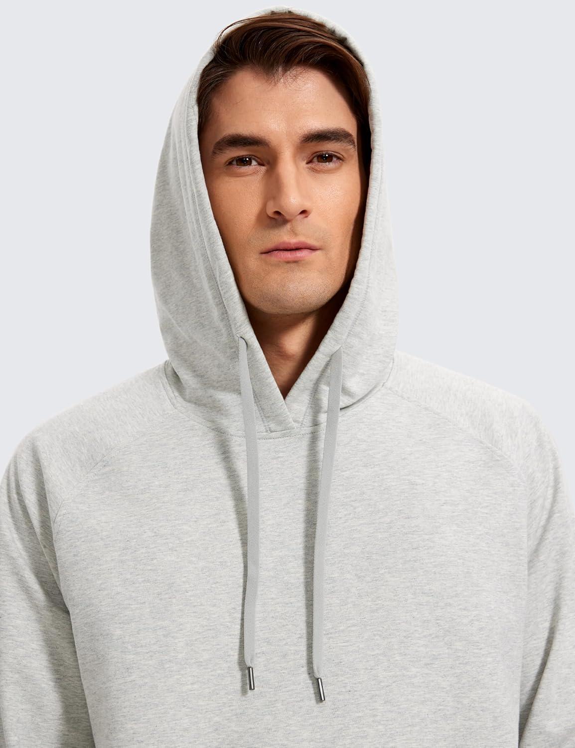 imageCRZ YOGA Hoodies for Men French Terry Hooded Sweatshirts Workout Athletic Casual Pullover Tops with PocketDove Grey Heather
