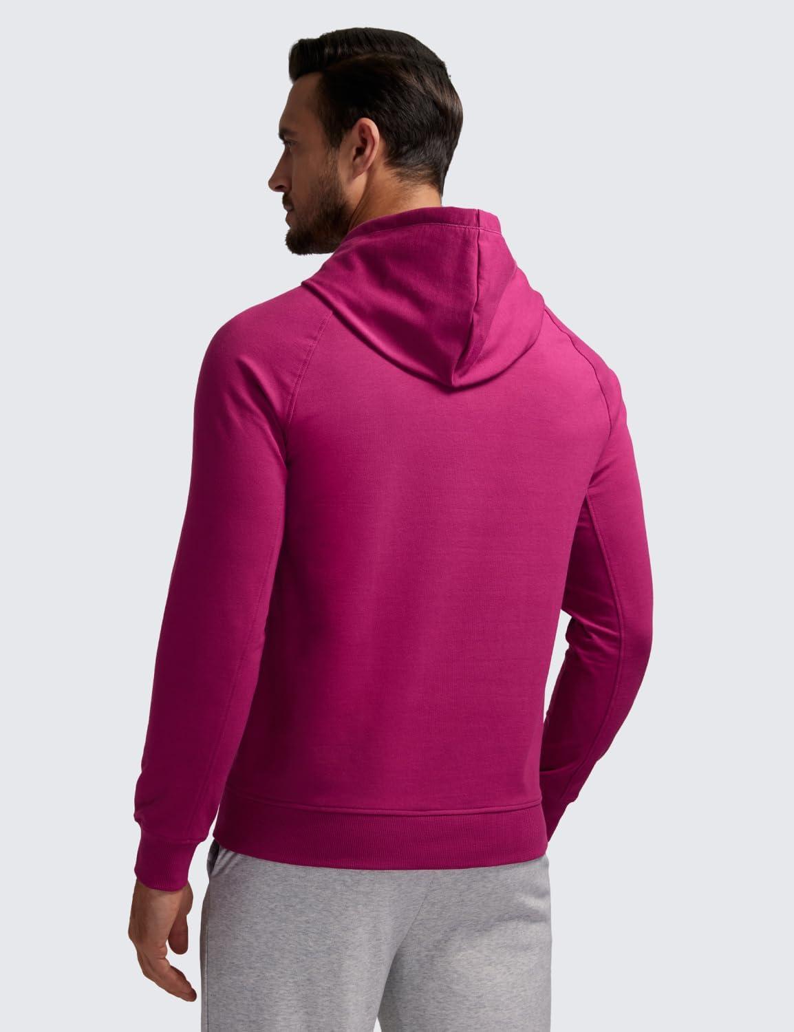 imageCRZ YOGA Hoodies for Men French Terry Hooded Sweatshirts Workout Athletic Casual Pullover Tops with PocketMagenta Purple