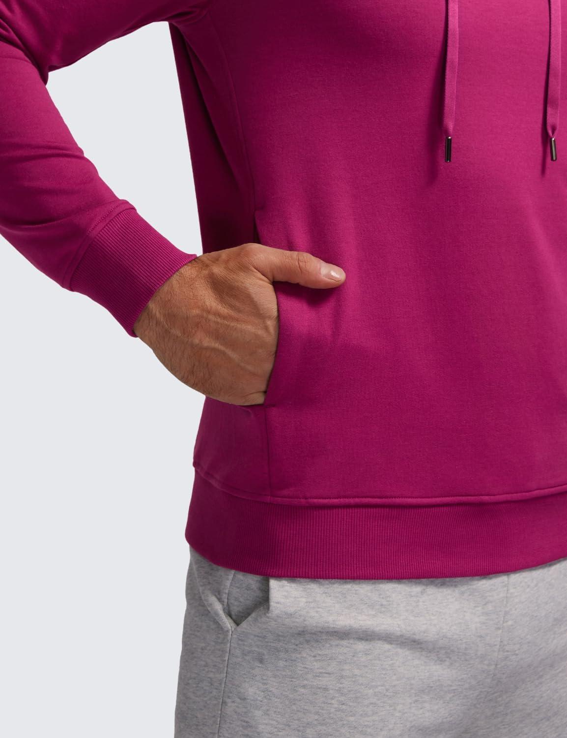 imageCRZ YOGA Hoodies for Men French Terry Hooded Sweatshirts Workout Athletic Casual Pullover Tops with PocketMagenta Purple