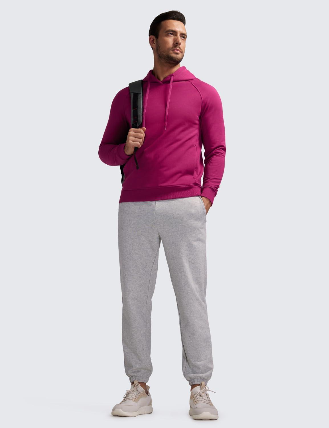 imageCRZ YOGA Hoodies for Men French Terry Hooded Sweatshirts Workout Athletic Casual Pullover Tops with PocketMagenta Purple