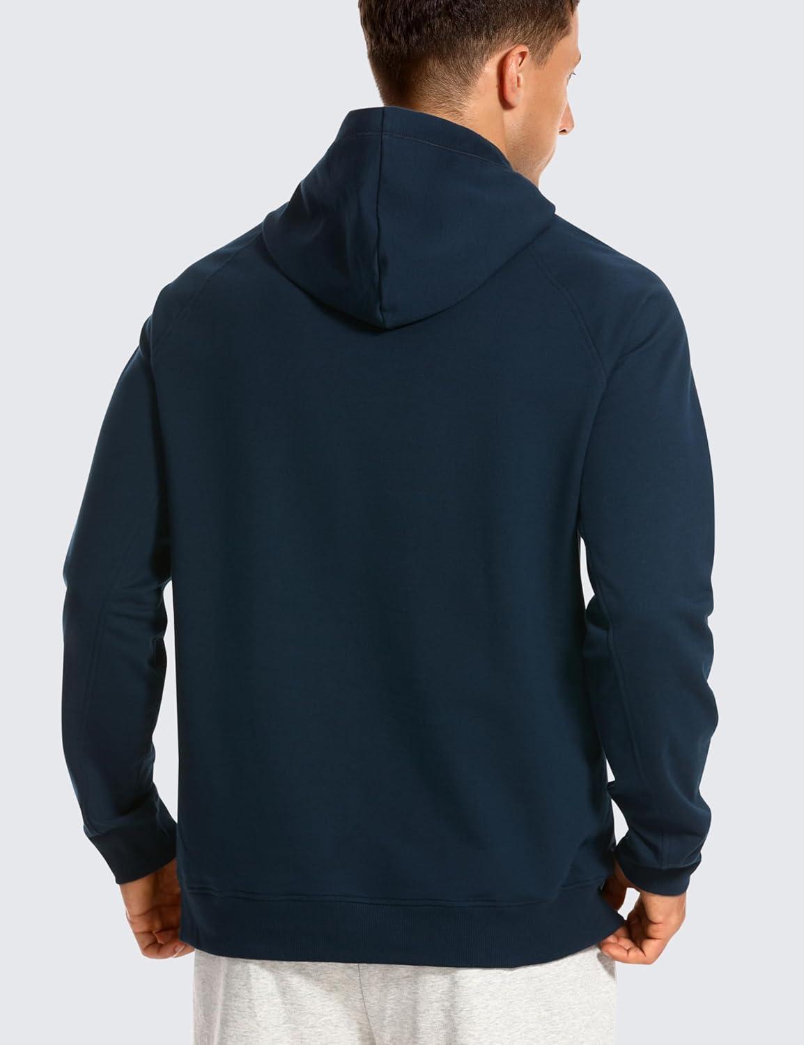 imageCRZ YOGA Hoodies for Men French Terry Hooded Sweatshirts Workout Athletic Casual Pullover Tops with PocketTrue Navy