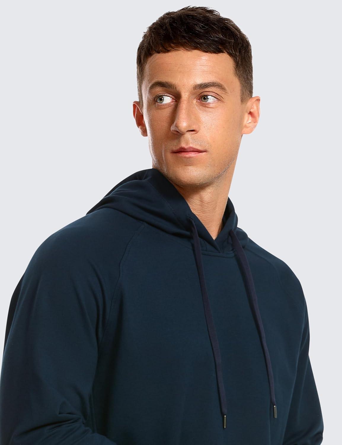 imageCRZ YOGA Hoodies for Men French Terry Hooded Sweatshirts Workout Athletic Casual Pullover Tops with PocketTrue Navy