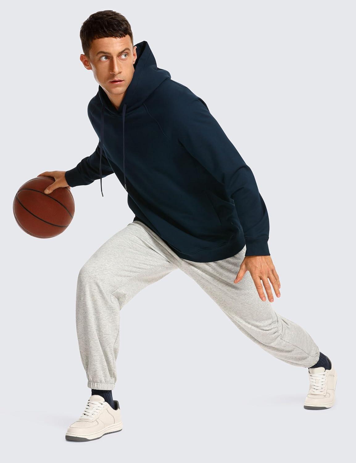 imageCRZ YOGA Hoodies for Men French Terry Hooded Sweatshirts Workout Athletic Casual Pullover Tops with PocketTrue Navy