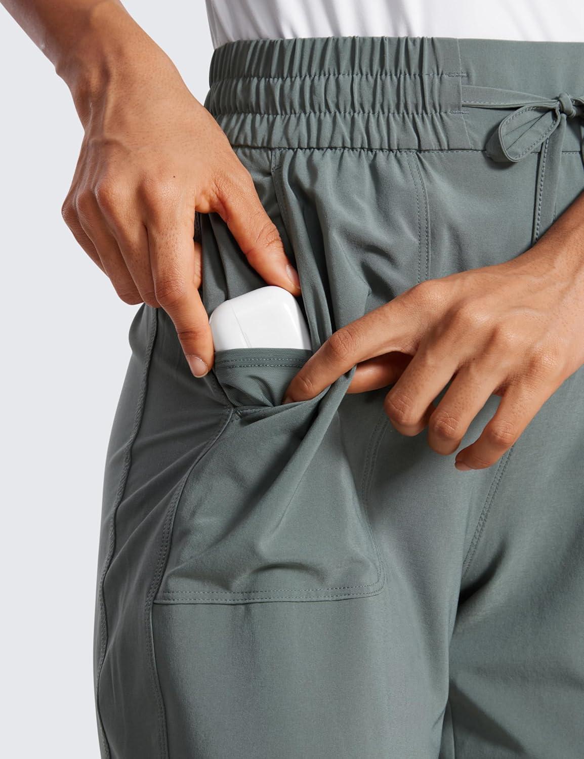 imageCRZ YOGA Lightweight Capri for Women 23quot Cropped Casual Lounge Work Athletic Travel Pants with Pockets Quick Dry SummerGrey Sage