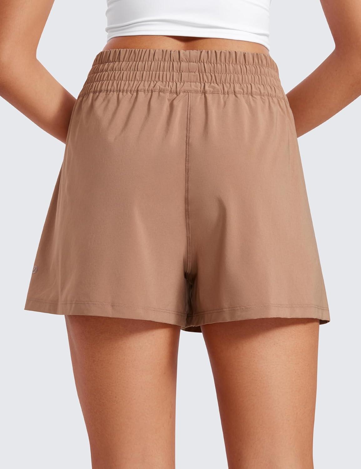 imageCRZ YOGA Linerless Relaxed Casual Shorts for Women 3quot High Waisted for Lounge Athletic Golf with PocketsMocha Mousse