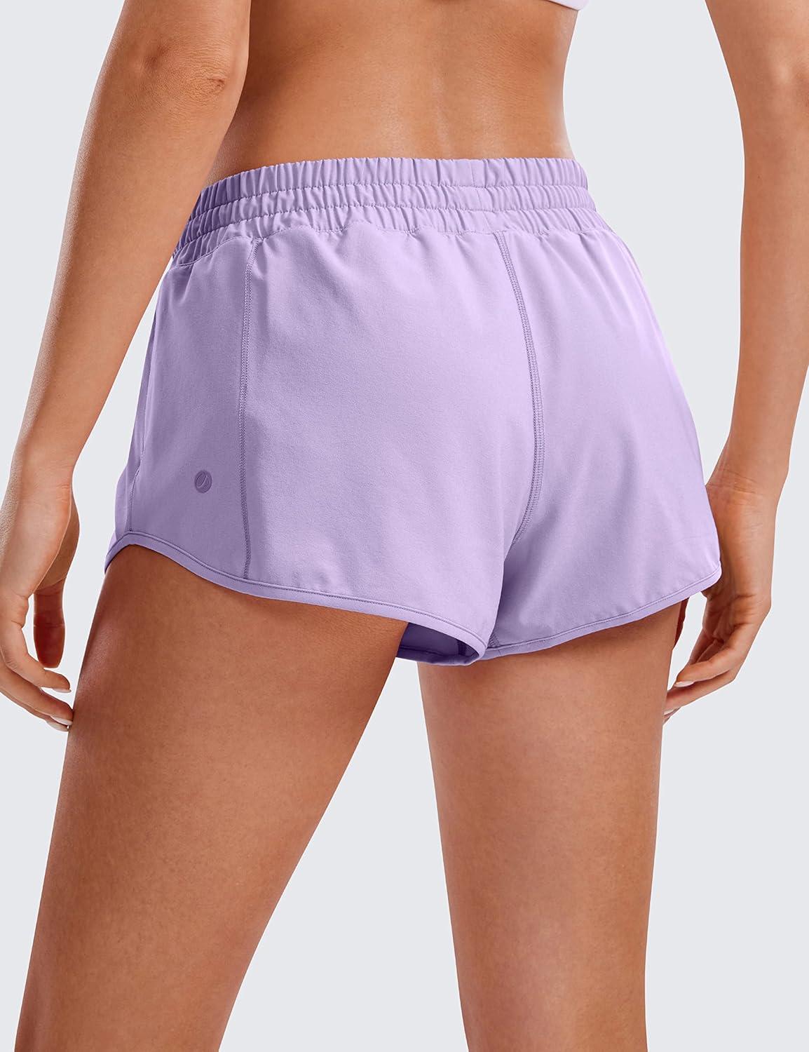 imageCRZ YOGA Low Waisted Running Shorts for Women 25quot Mesh Liner Quick Dry for Workout Sport Athletic with Zipper PocketLilac