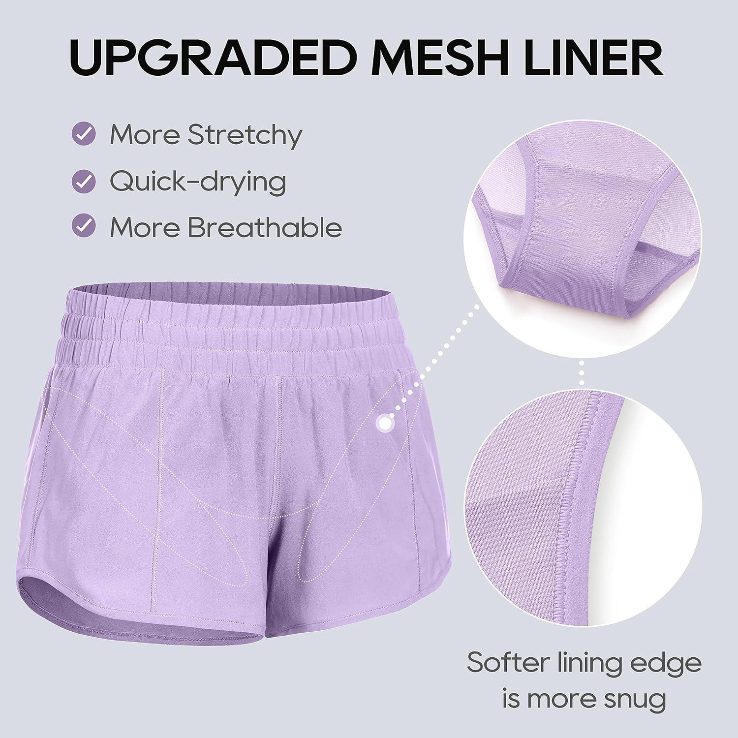 imageCRZ YOGA Low Waisted Running Shorts for Women 25quot Mesh Liner Quick Dry for Workout Sport Athletic with Zipper PocketLilac
