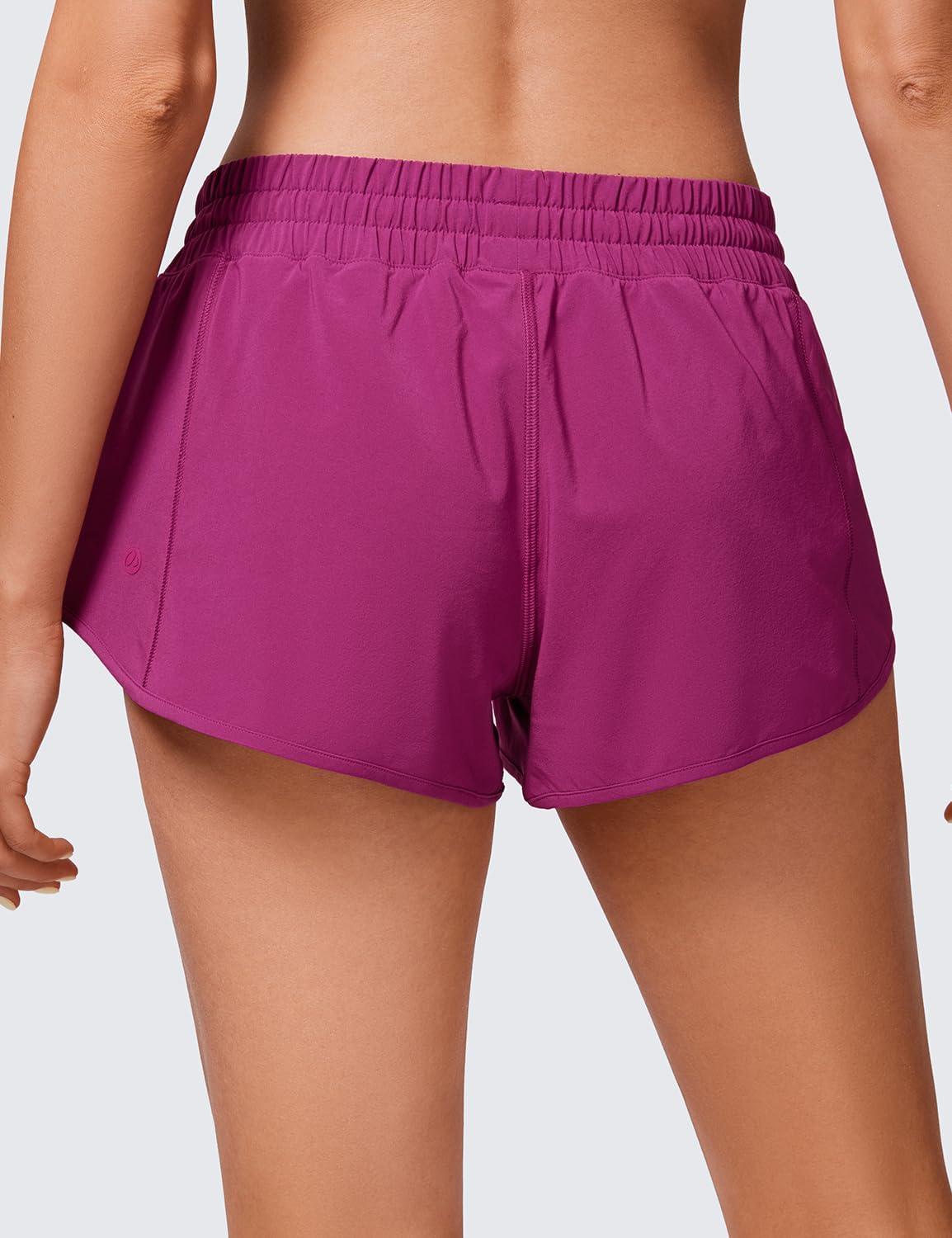 imageCRZ YOGA Low Waisted Running Shorts for Women 25quot Mesh Liner Quick Dry for Workout Sport Athletic with Zipper PocketMagenta Purple
