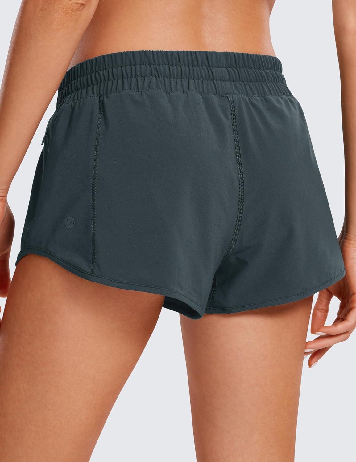 imageCRZ YOGA Low Waisted Running Shorts for Women 25quot Mesh Liner Quick Dry for Workout Sport Athletic with Zipper PocketMelanite