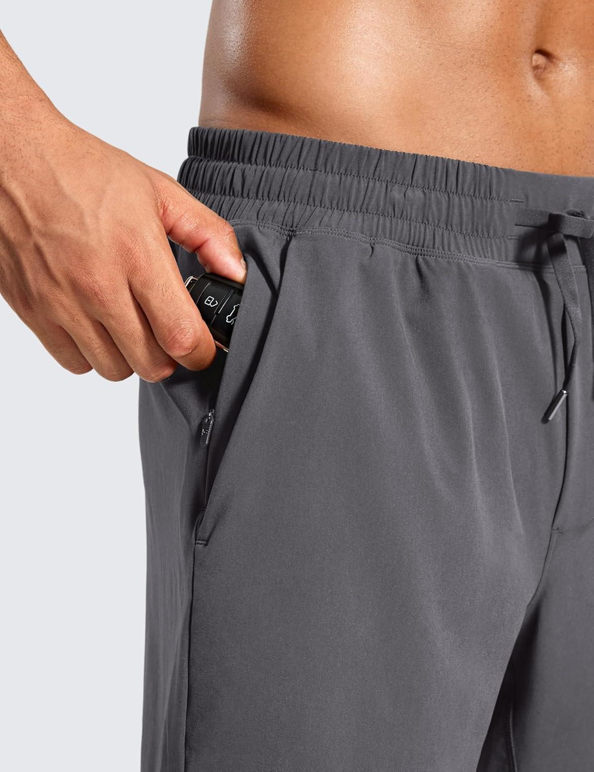 imageCRZ YOGA Mens 2 in 1 Long Liner Shorts 5quot Lined Running Quick Dry for Workout Gym Basketball Athletic with PocketsDark Carbon