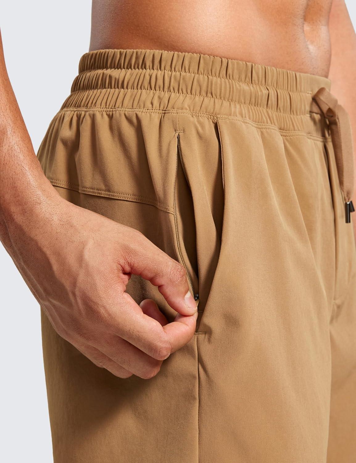 imageCRZ YOGA Mens 2 in 1 Long Liner Shorts 5quot Lined Running Quick Dry for Workout Gym Basketball Athletic with PocketsKhaki Sand