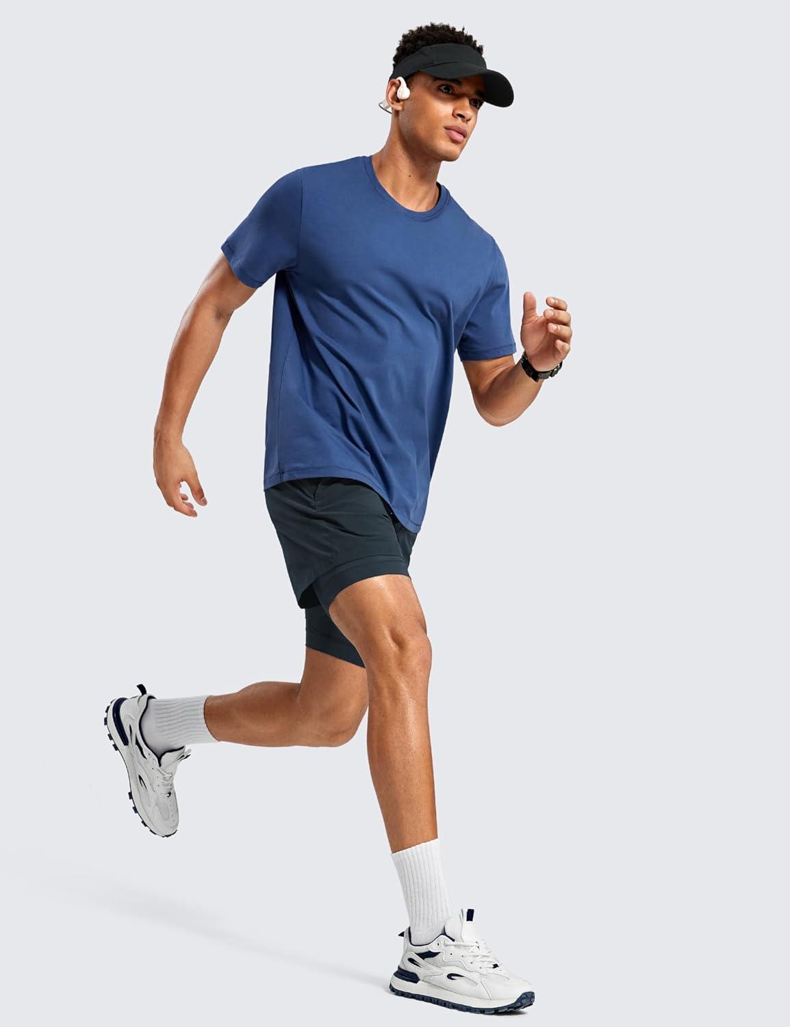 imageCRZ YOGA Mens 2 in 1 Long Liner Shorts 5quot Lined Running Quick Dry for Workout Gym Basketball Athletic with PocketsTrue Navy