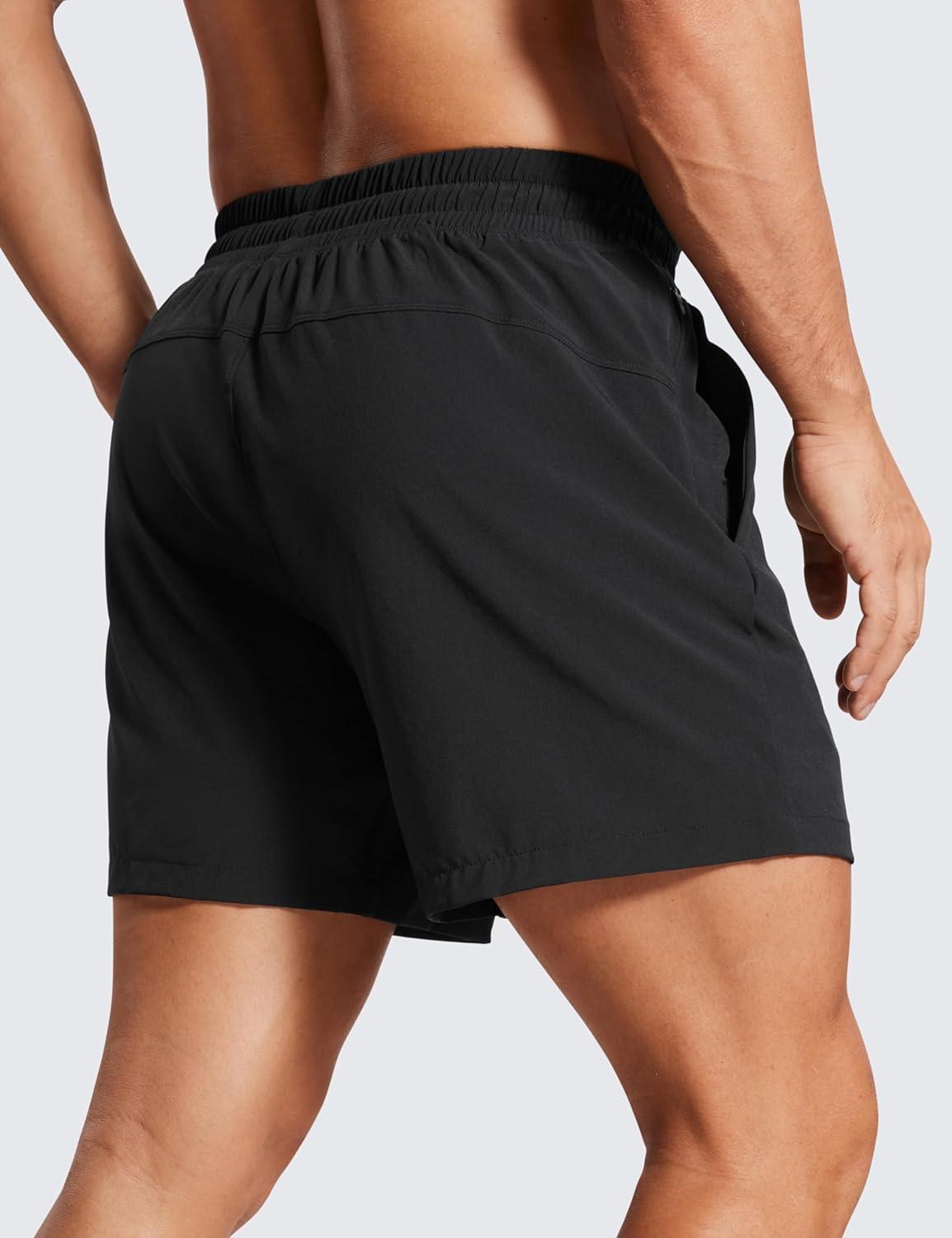 imageCRZ YOGA Mens 2 in 1 Running Shorts 5quot Lined Workout Quick Dry for Workout Sports Athletic with PocketsBlack