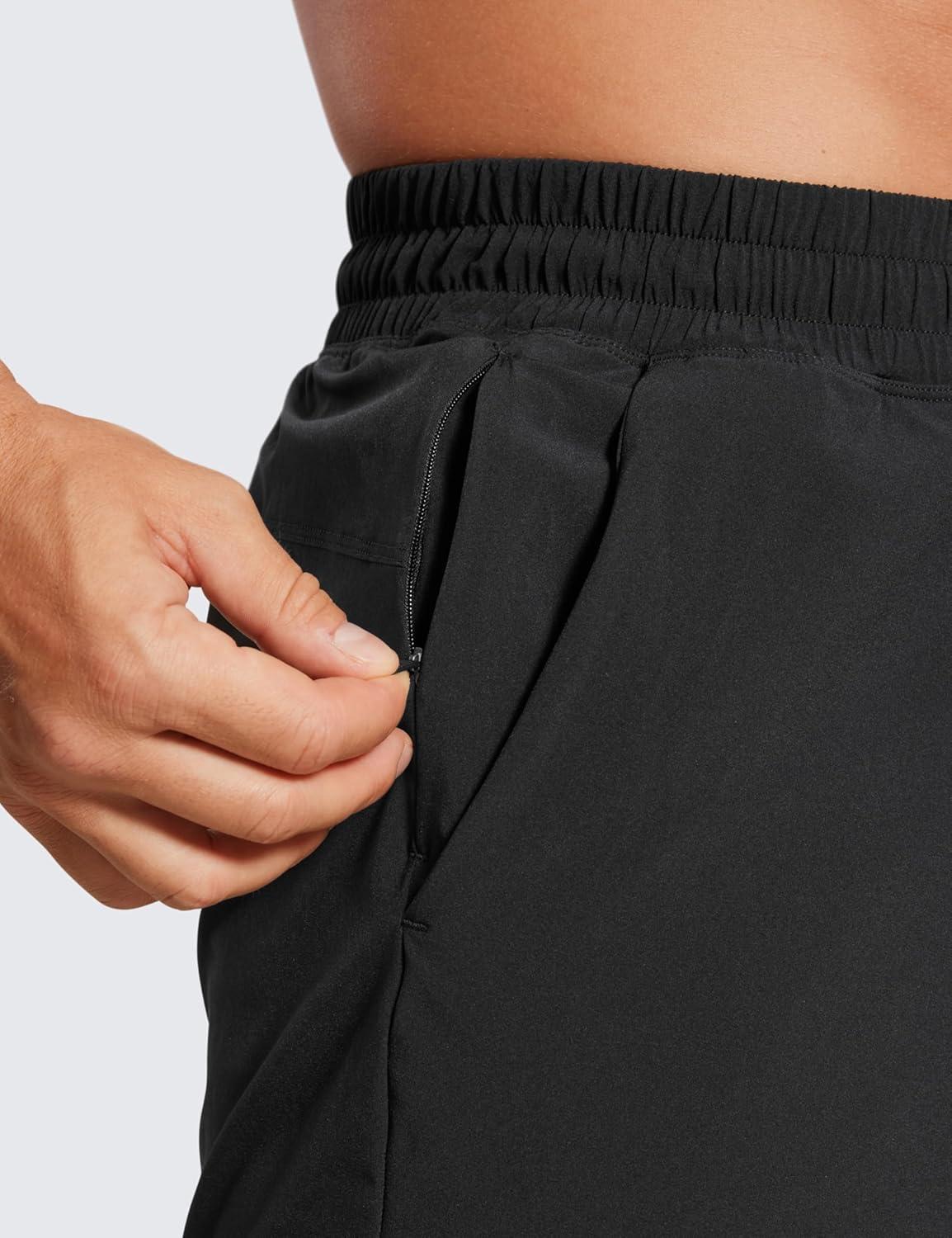 imageCRZ YOGA Mens 2 in 1 Running Shorts 5quot Lined Workout Quick Dry for Workout Sports Athletic with PocketsBlack