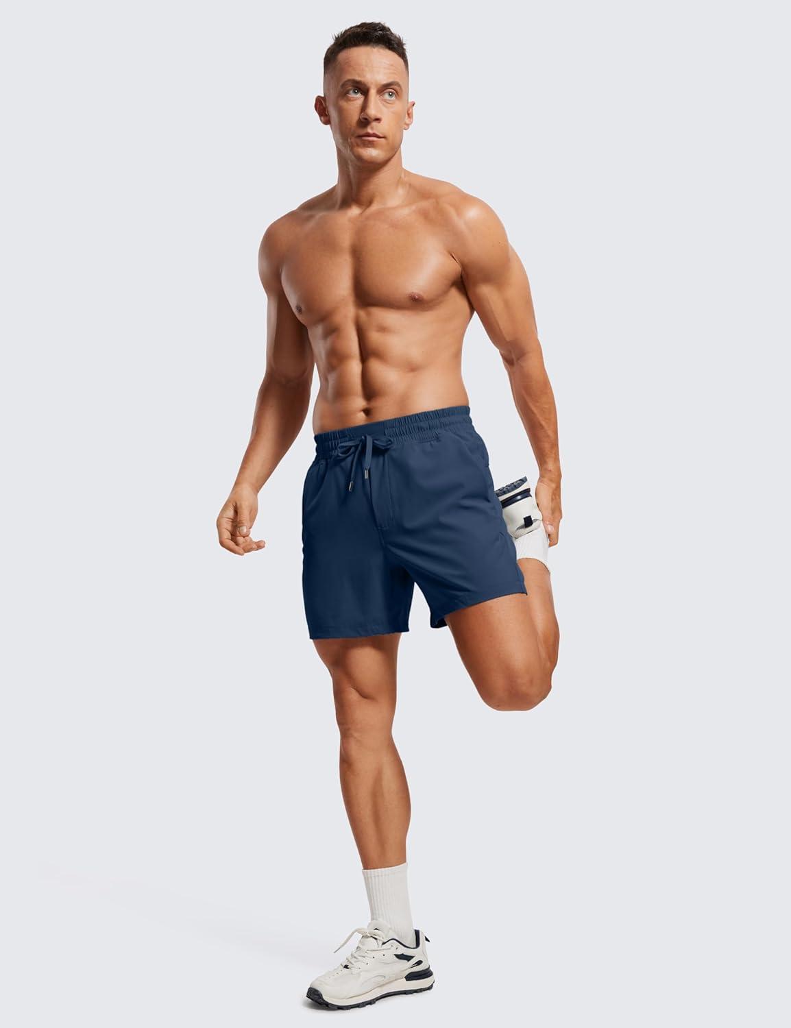 imageCRZ YOGA Mens 2 in 1 Running Shorts 5quot Lined Workout Quick Dry for Workout Sports Athletic with PocketsElectric Blue