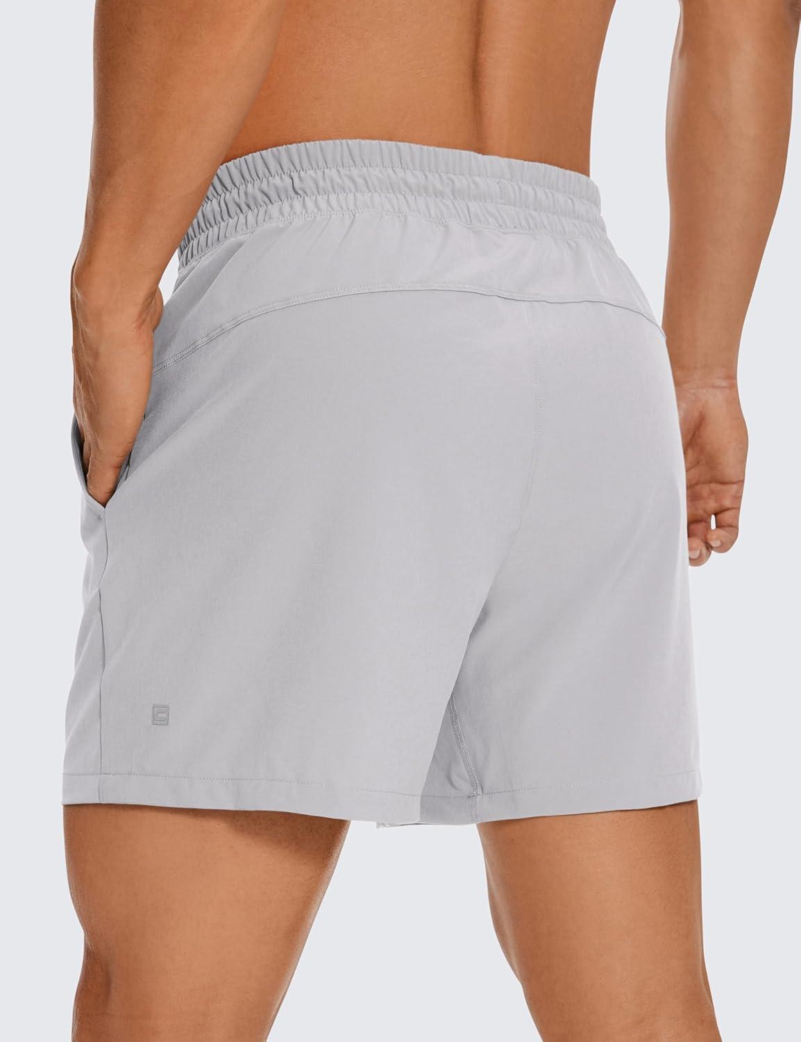 imageCRZ YOGA Mens 2 in 1 Running Shorts 5quot Lined Workout Quick Dry for Workout Sports Athletic with PocketsGull Gray