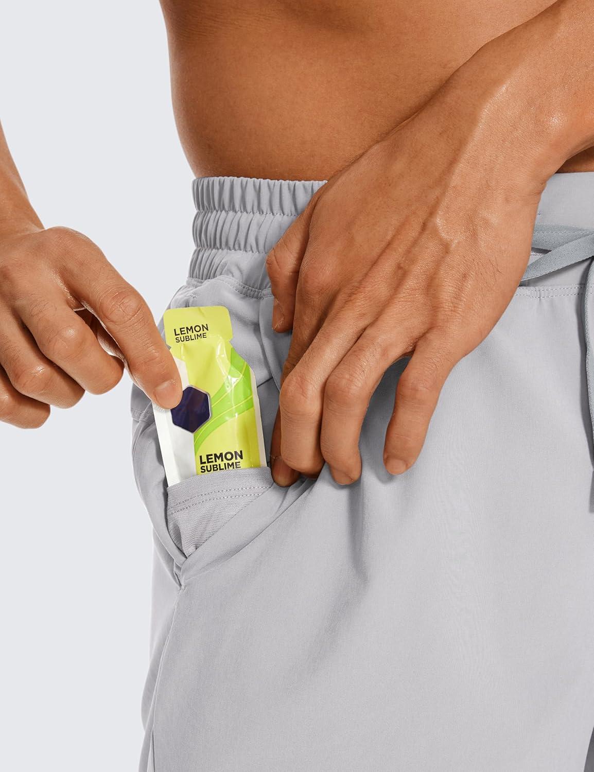 imageCRZ YOGA Mens 2 in 1 Running Shorts 5quot Lined Workout Quick Dry for Workout Sports Athletic with PocketsGull Gray