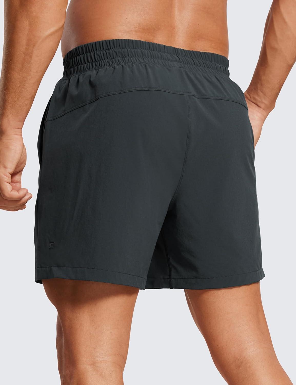 imageCRZ YOGA Mens 2 in 1 Running Shorts 5quot Lined Workout Quick Dry for Workout Sports Athletic with PocketsInk Gray