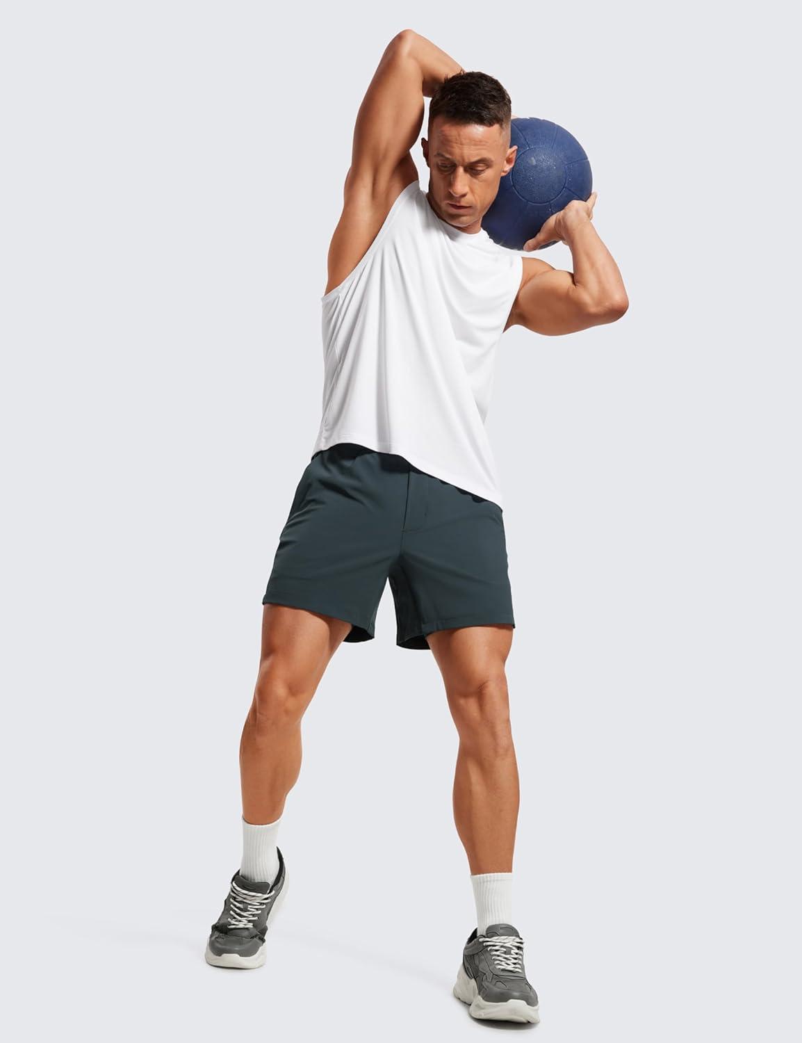 imageCRZ YOGA Mens 2 in 1 Running Shorts 5quot Lined Workout Quick Dry for Workout Sports Athletic with PocketsMelanite