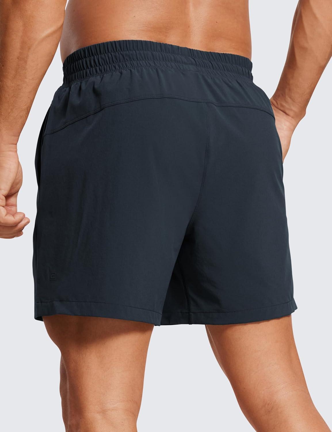 imageCRZ YOGA Mens 2 in 1 Running Shorts 5quot Lined Workout Quick Dry for Workout Sports Athletic with PocketsTrue Navy