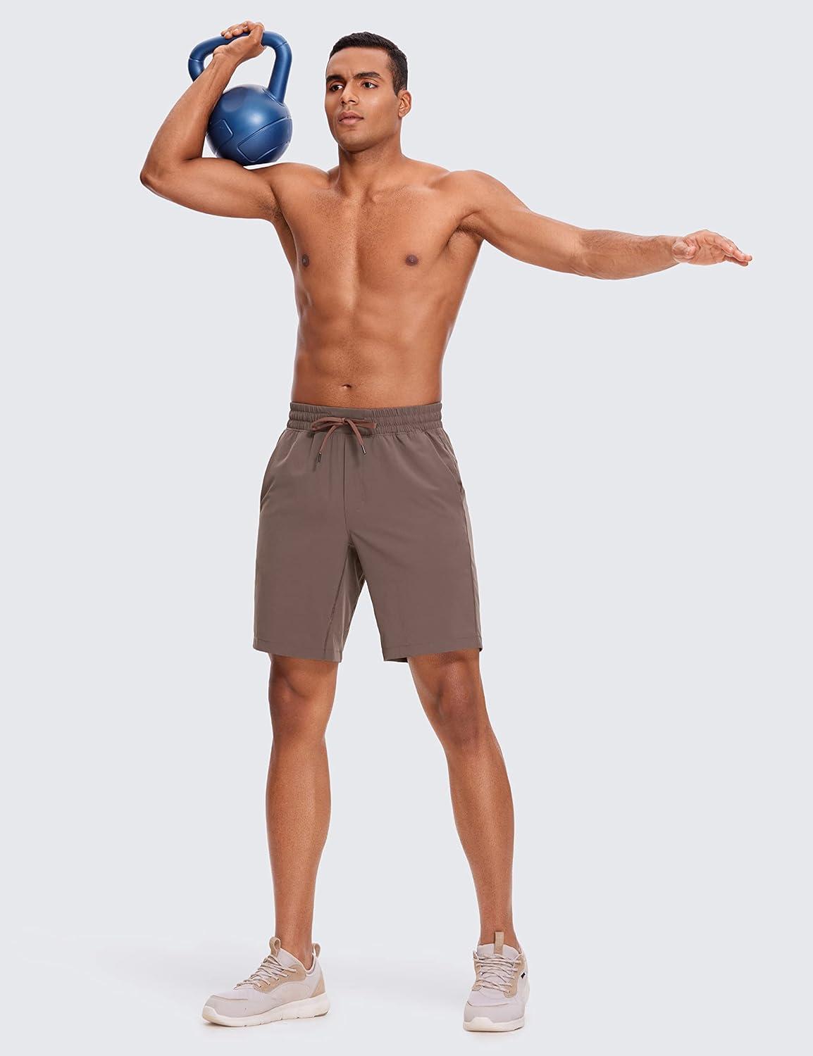 imageCRZ YOGA Mens 2 in 1 Running Shorts 9quot Lined Quick Dry for Workout Gym Sports Basketball Athletic with PocketsBrown Rock