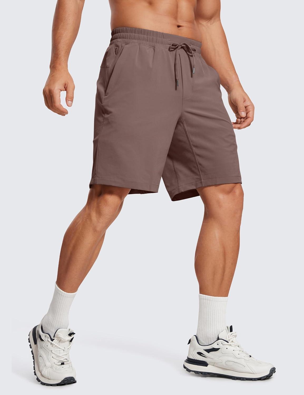 imageCRZ YOGA Mens 2 in 1 Running Shorts 9quot Lined Quick Dry for Workout Gym Sports Basketball Athletic with PocketsBrown Rock