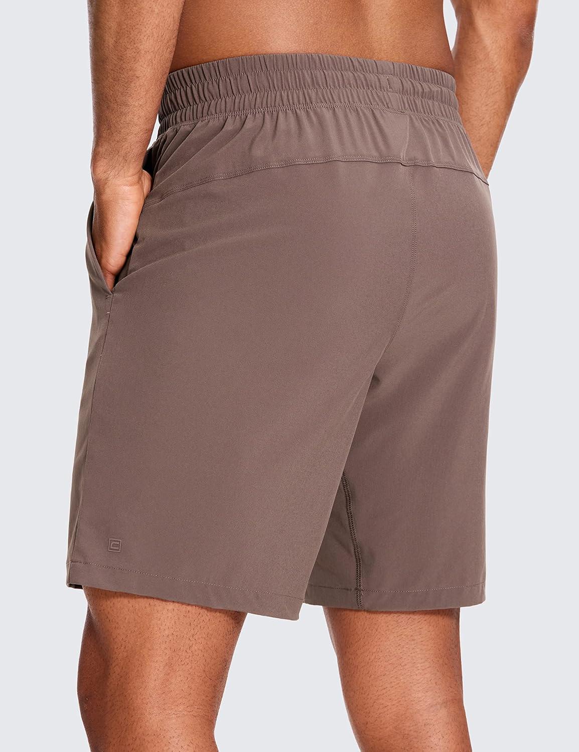 imageCRZ YOGA Mens 2 in 1 Running Shorts 9quot Lined Quick Dry for Workout Gym Sports Basketball Athletic with PocketsBrown Rock