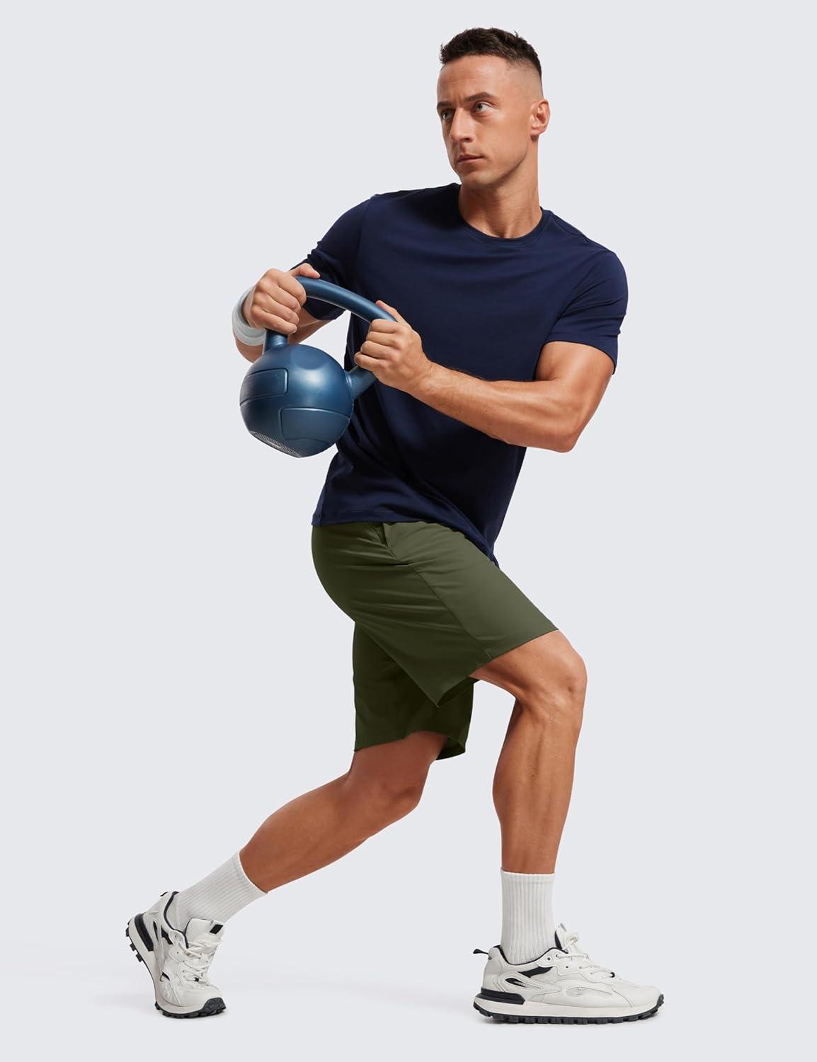 imageCRZ YOGA Mens 2 in 1 Running Shorts 9quot Lined Quick Dry for Workout Gym Sports Basketball Athletic with PocketsDark Olive