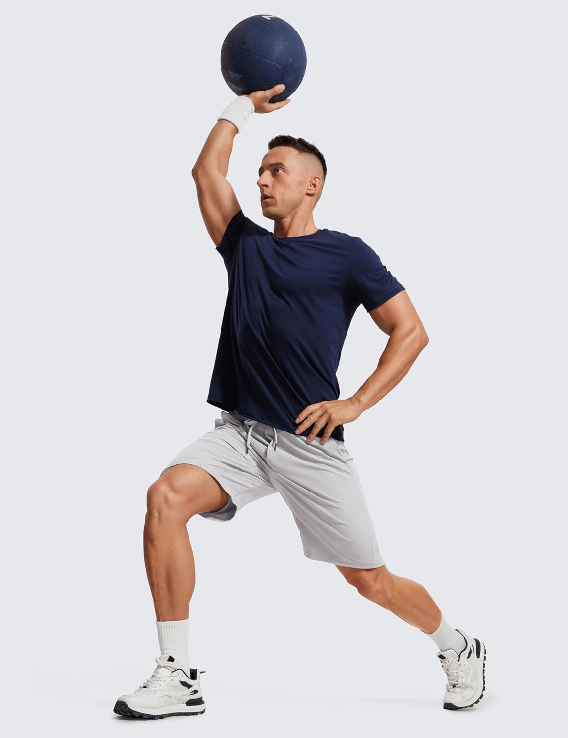 imageCRZ YOGA Mens 2 in 1 Running Shorts 9quot Lined Quick Dry for Workout Gym Sports Basketball Athletic with PocketsGull Gray