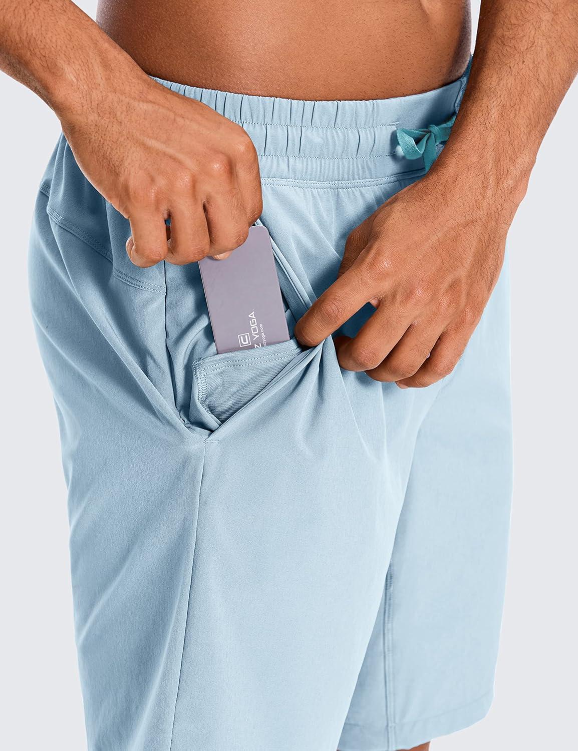 imageCRZ YOGA Mens 2 in 1 Running Shorts 9quot Lined Quick Dry for Workout Gym Sports Basketball Athletic with PocketsLight Grayish Blue