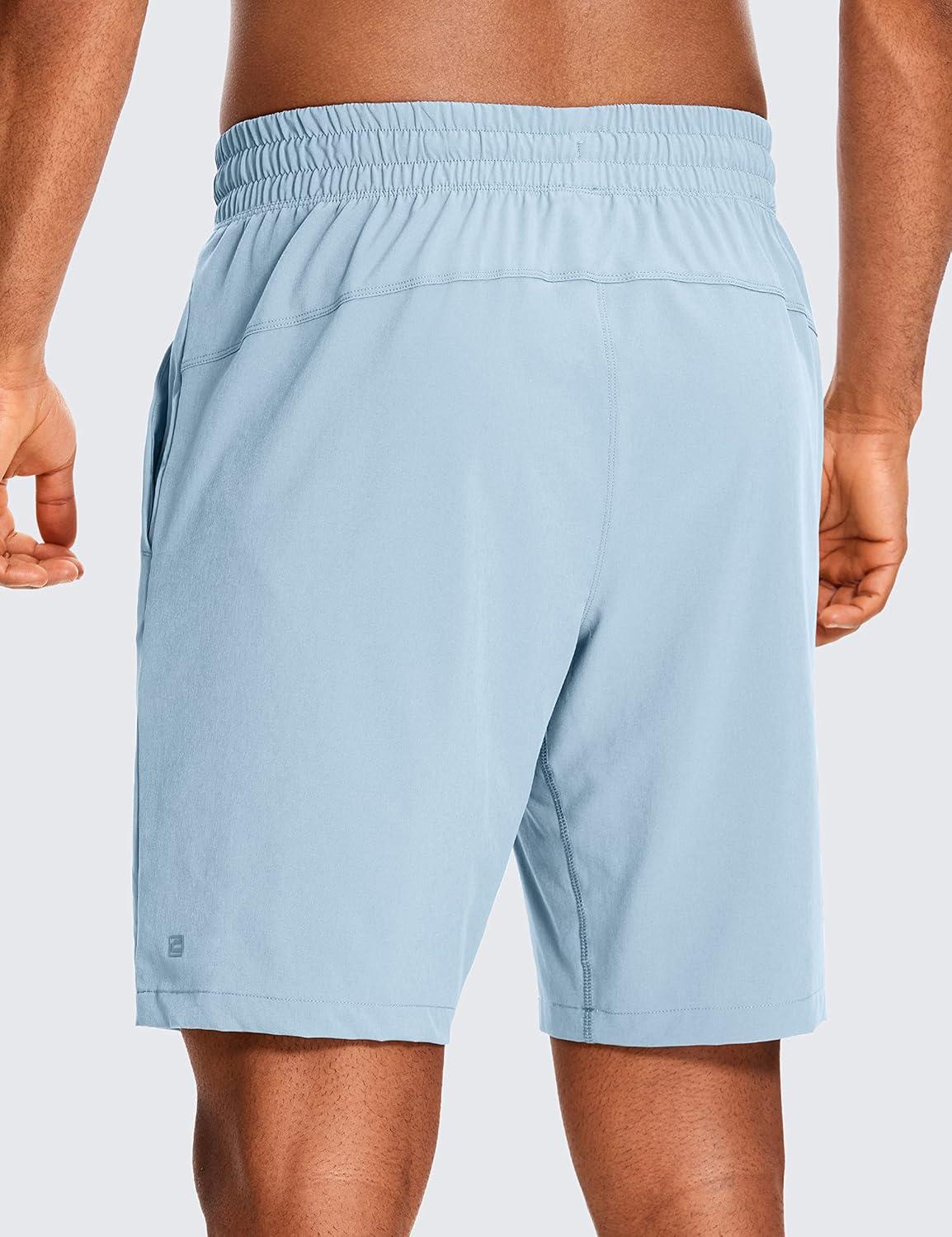 imageCRZ YOGA Mens 2 in 1 Running Shorts 9quot Lined Quick Dry for Workout Gym Sports Basketball Athletic with PocketsLight Grayish Blue