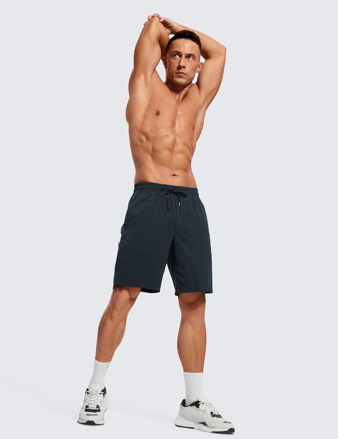 imageCRZ YOGA Mens 2 in 1 Running Shorts 9quot Lined Quick Dry for Workout Gym Sports Basketball Athletic with PocketsTrue Navy