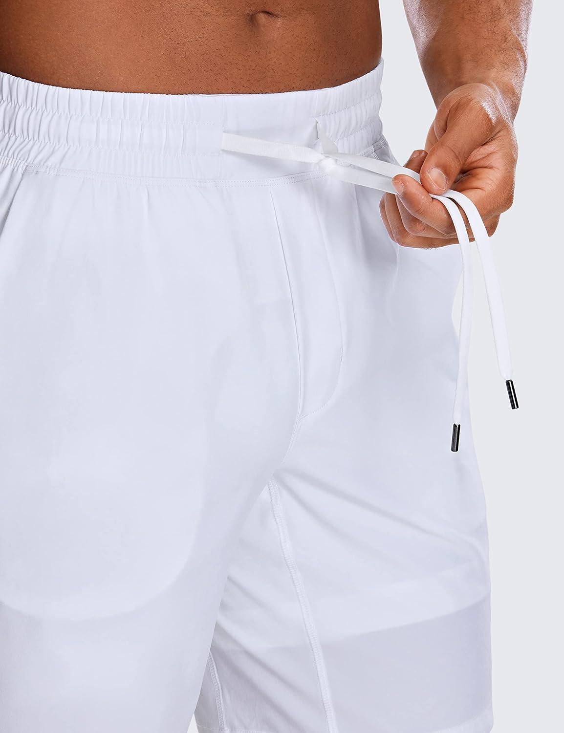 imageCRZ YOGA Mens 2 in 1 Running Shorts 9quot Lined Quick Dry for Workout Gym Sports Basketball Athletic with PocketsWhite