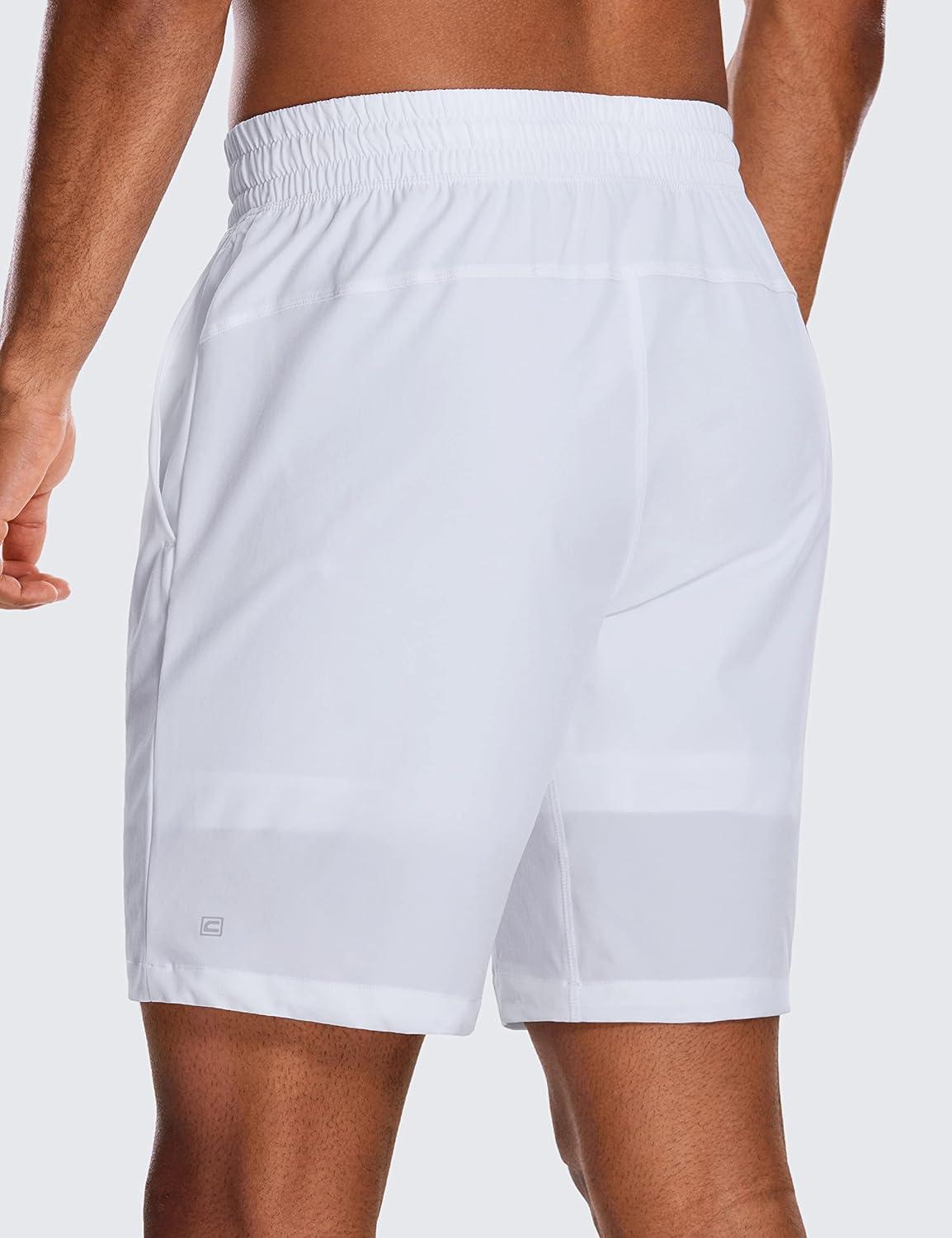 imageCRZ YOGA Mens 2 in 1 Running Shorts 9quot Lined Quick Dry for Workout Gym Sports Basketball Athletic with PocketsWhite