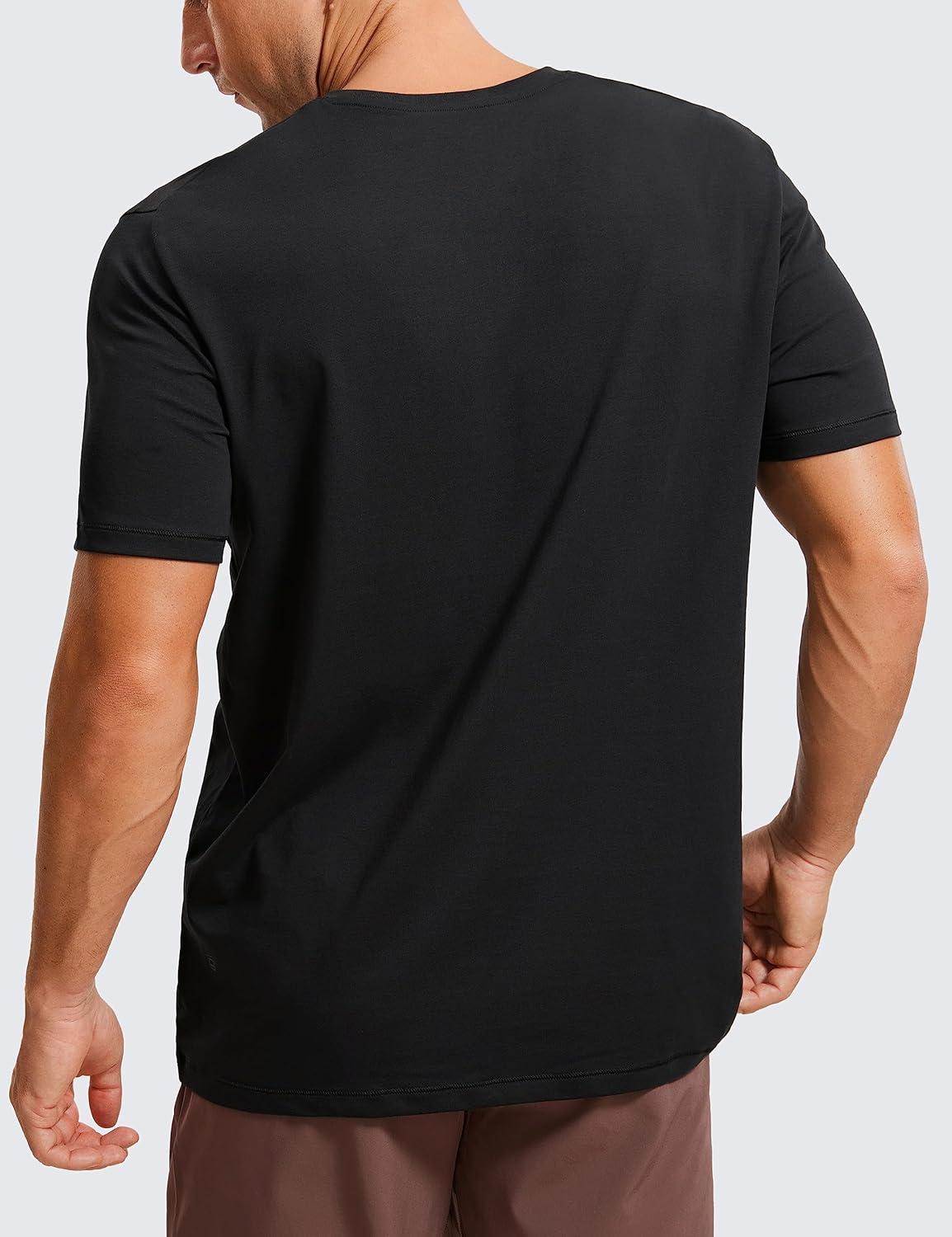 imageCRZ YOGA Mens Cotton Polyester Short Sleeve TShirt Classic Fit Casual Workout Tops Soft Premium TeeBlack