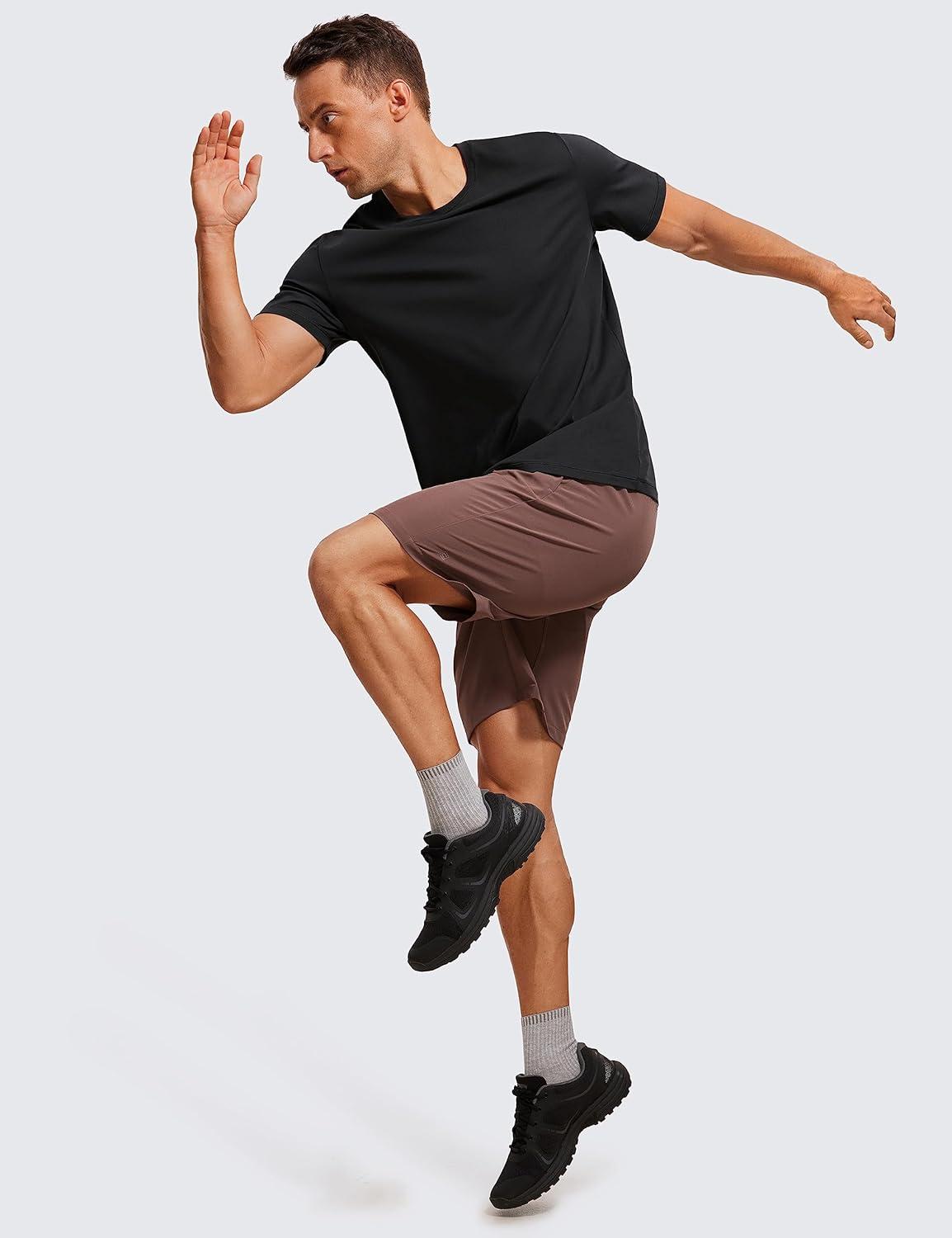 imageCRZ YOGA Mens Cotton Polyester Short Sleeve TShirt Classic Fit Casual Workout Tops Soft Premium TeeBlack