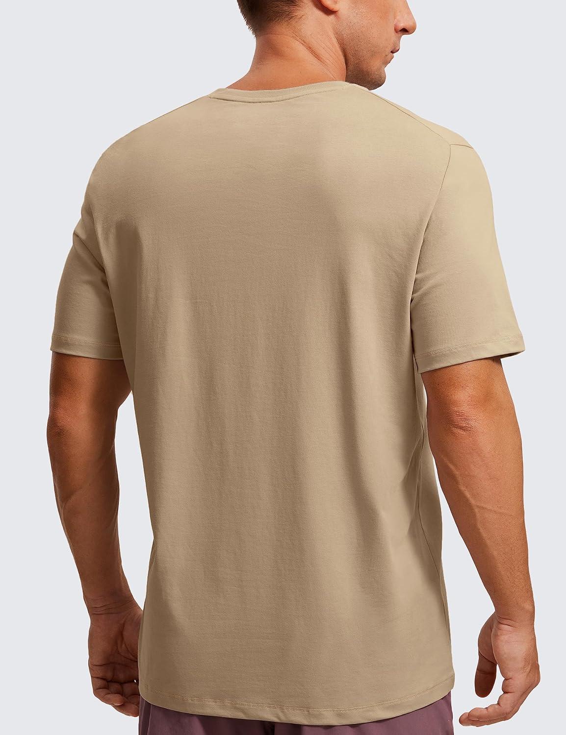 imageCRZ YOGA Mens Cotton Polyester Short Sleeve TShirt Classic Fit Casual Workout Tops Soft Premium TeeCalifornia Sand