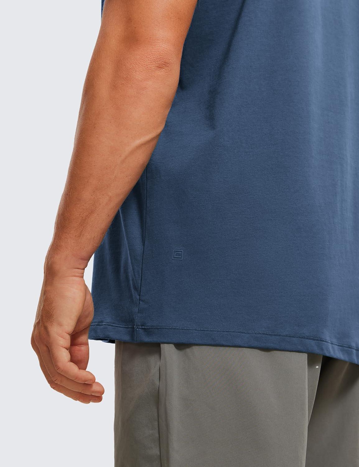 imageCRZ YOGA Mens Cotton Polyester Short Sleeve TShirt Classic Fit Casual Workout Tops Soft Premium TeeElectric Blue