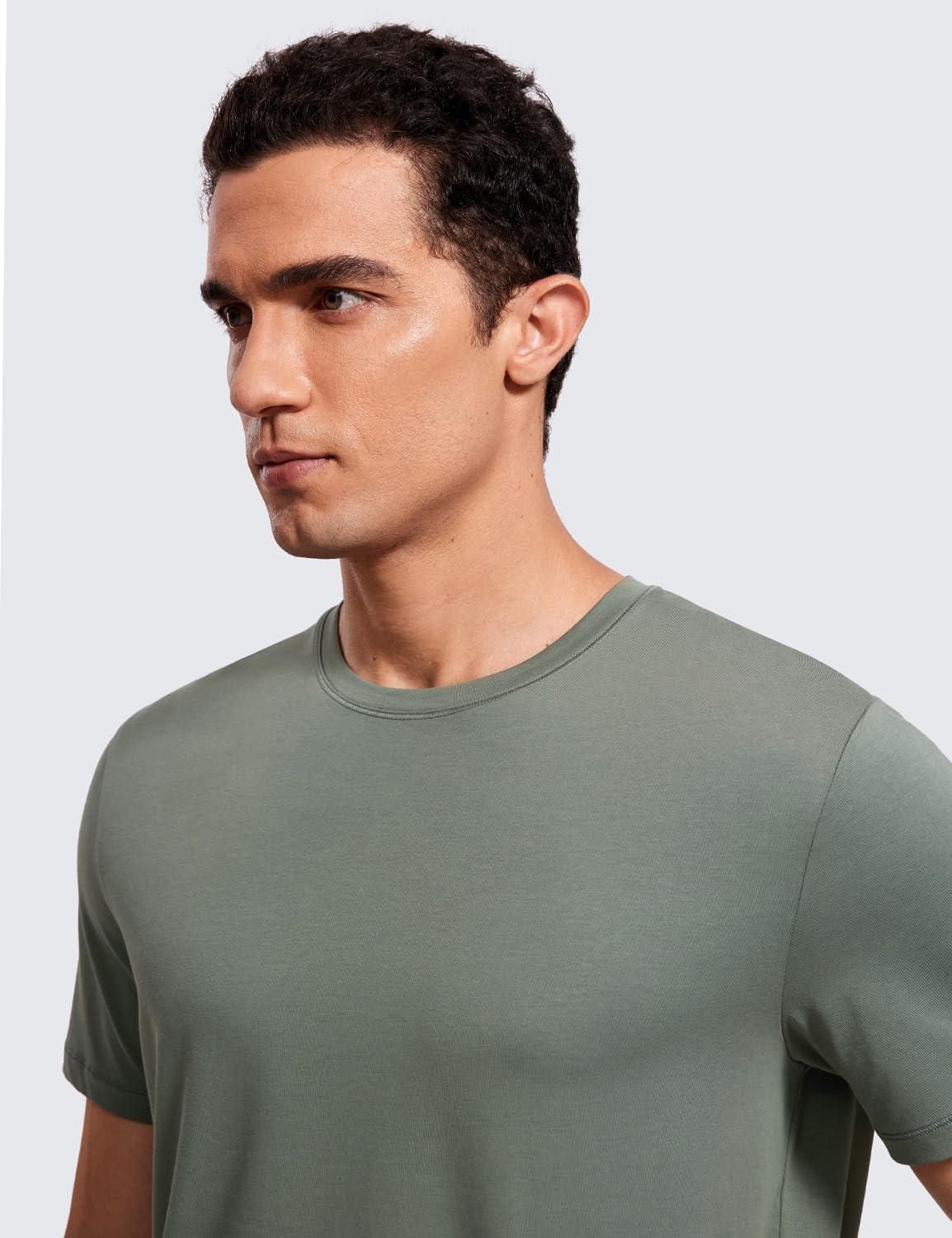 imageCRZ YOGA Mens Cotton Polyester Short Sleeve TShirt Classic Fit Casual Workout Tops Soft Premium TeeGrey Sage