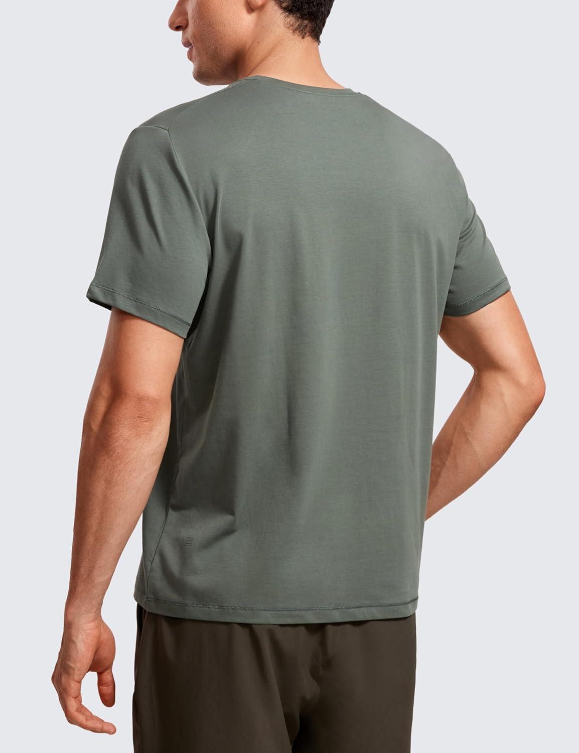 imageCRZ YOGA Mens Cotton Polyester Short Sleeve TShirt Classic Fit Casual Workout Tops Soft Premium TeeGrey Sage