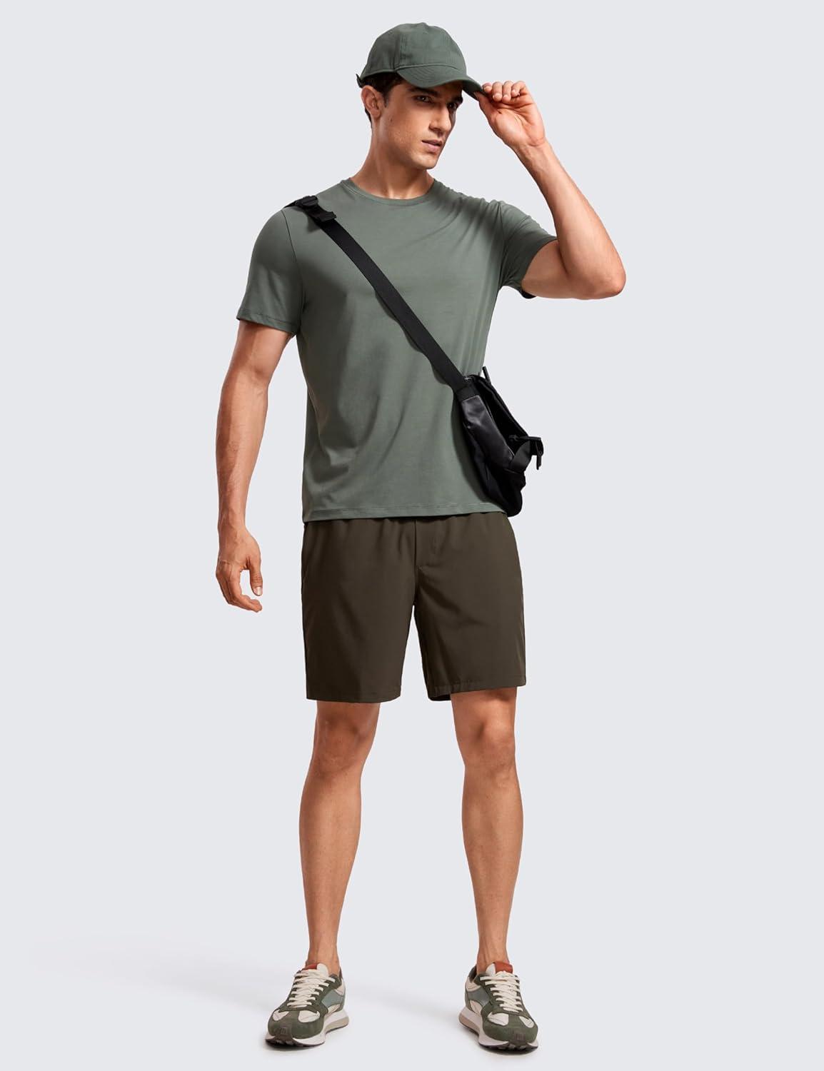 imageCRZ YOGA Mens Cotton Polyester Short Sleeve TShirt Classic Fit Casual Workout Tops Soft Premium TeeGrey Sage