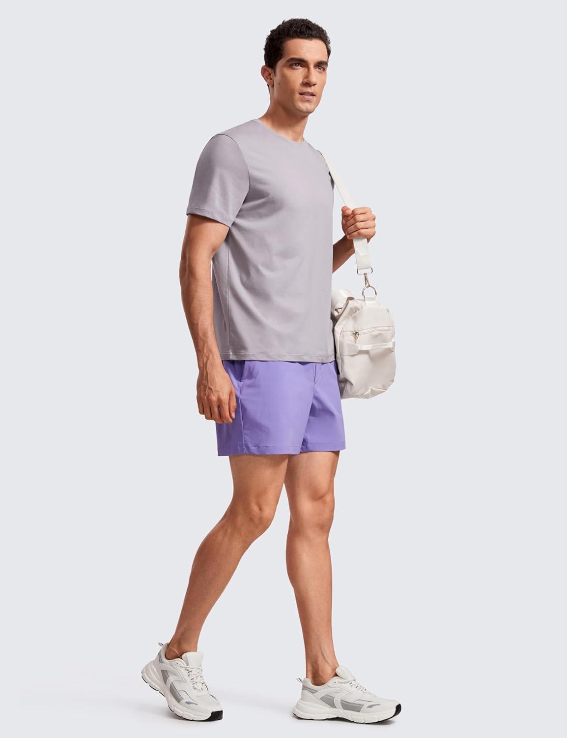 imageCRZ YOGA Mens Cotton Polyester Short Sleeve TShirt Classic Fit Casual Workout Tops Soft Premium TeeGull Gray