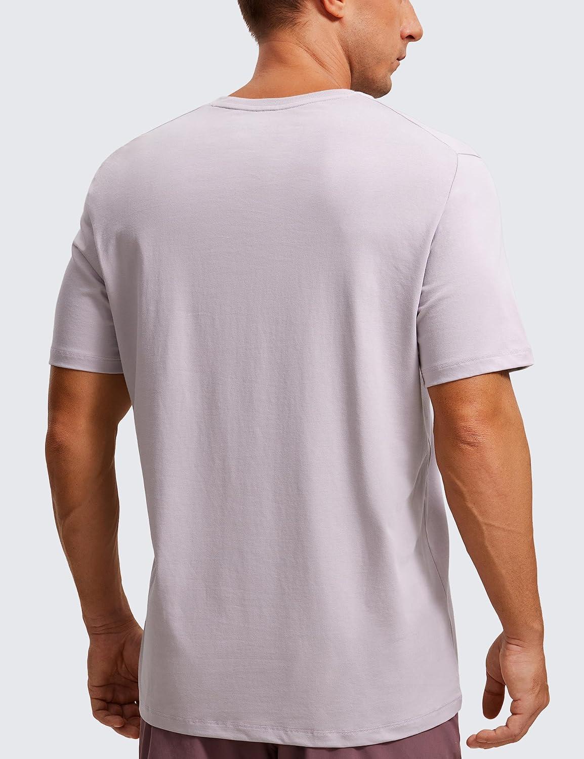 imageCRZ YOGA Mens Cotton Polyester Short Sleeve TShirt Classic Fit Casual Workout Tops Soft Premium TeeIced Iris