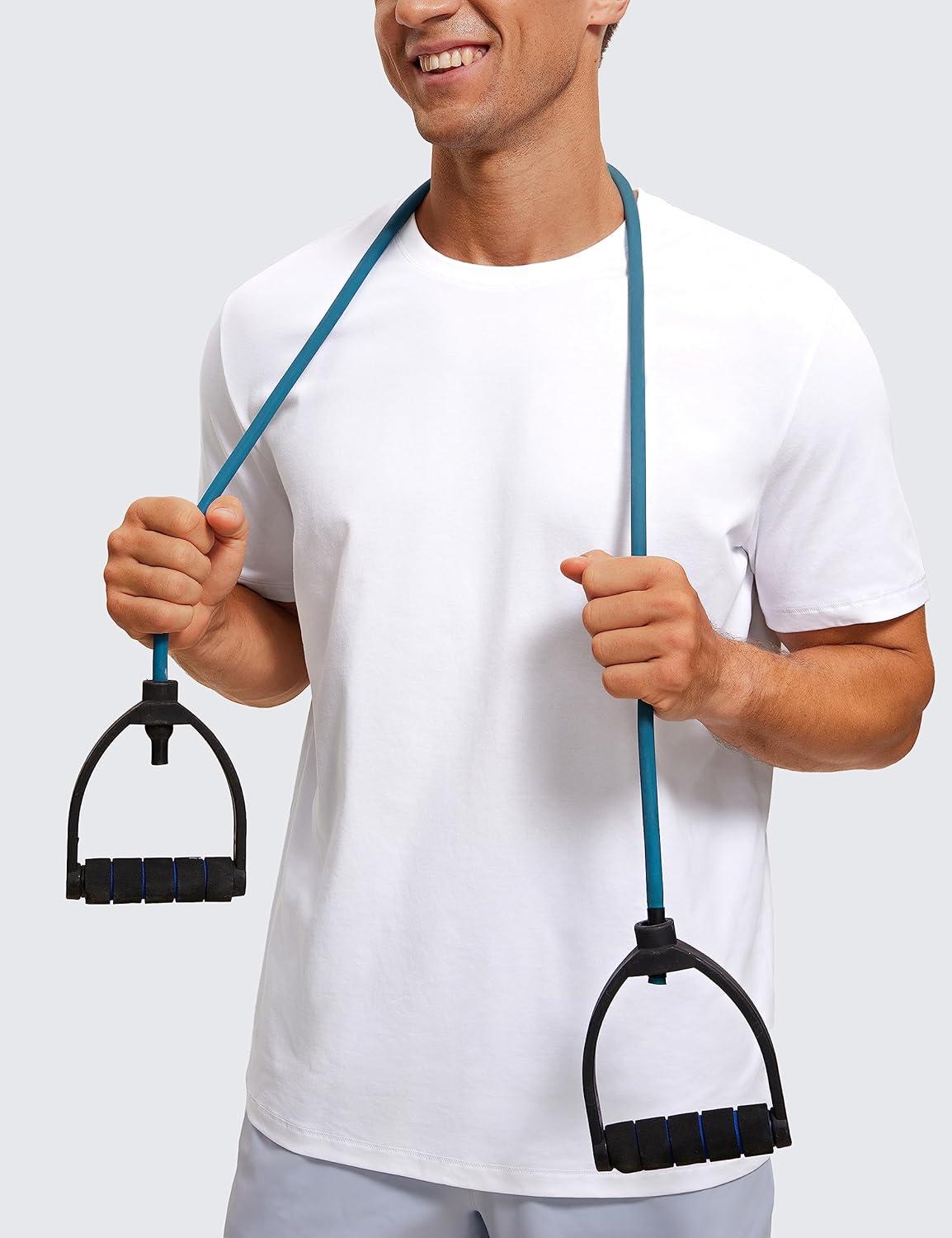 imageCRZ YOGA Mens Cotton Polyester Short Sleeve TShirt Classic Fit Casual Workout Tops Soft Premium TeeWhite