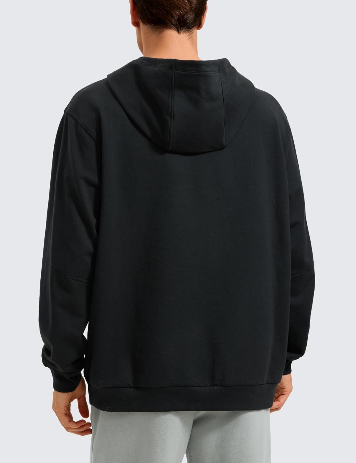 imageCRZ YOGA Mens Fleece Hoodies Basic Casual Hooded Sweatshirts Long Sleeve Pullover Workout Tops with PocketBlack