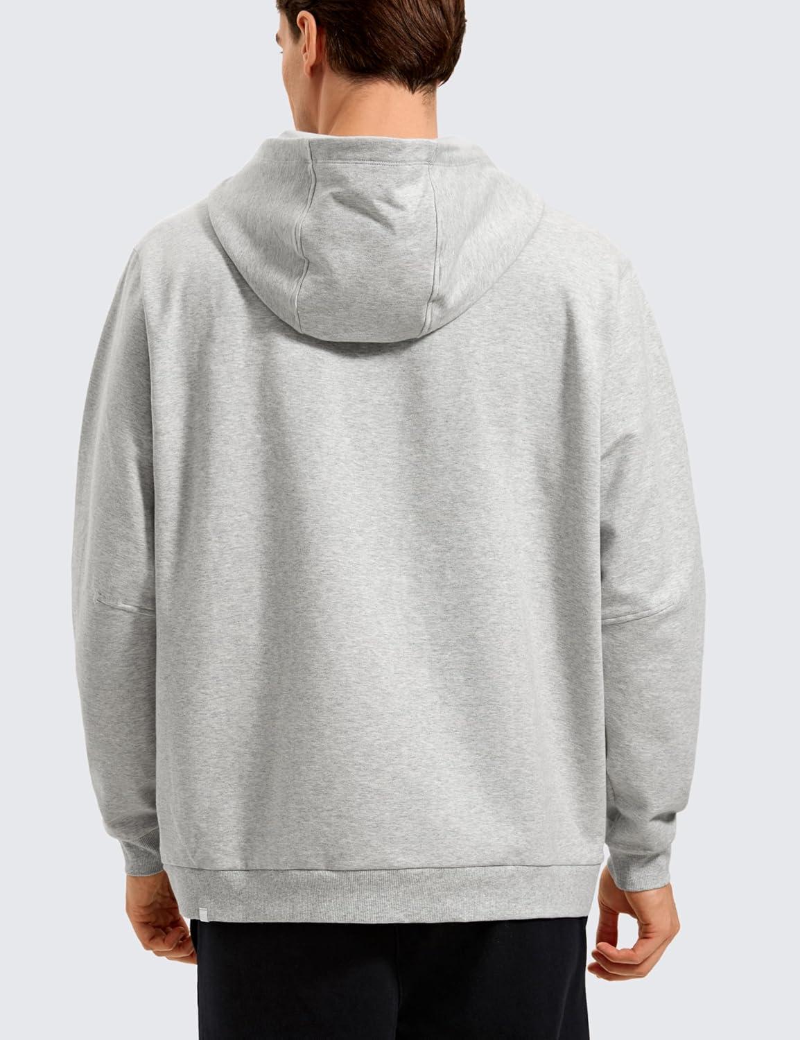 imageCRZ YOGA Mens Fleece Hoodies Basic Casual Hooded Sweatshirts Long Sleeve Pullover Workout Tops with PocketDove Grey Heather