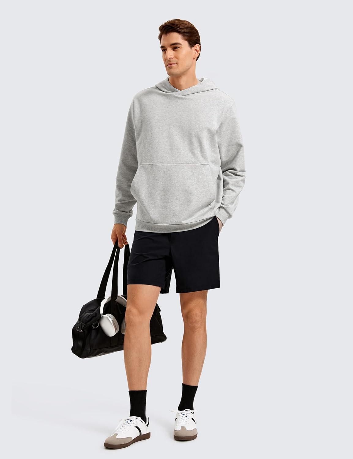 imageCRZ YOGA Mens Fleece Hoodies Basic Casual Hooded Sweatshirts Long Sleeve Pullover Workout Tops with PocketDove Grey Heather